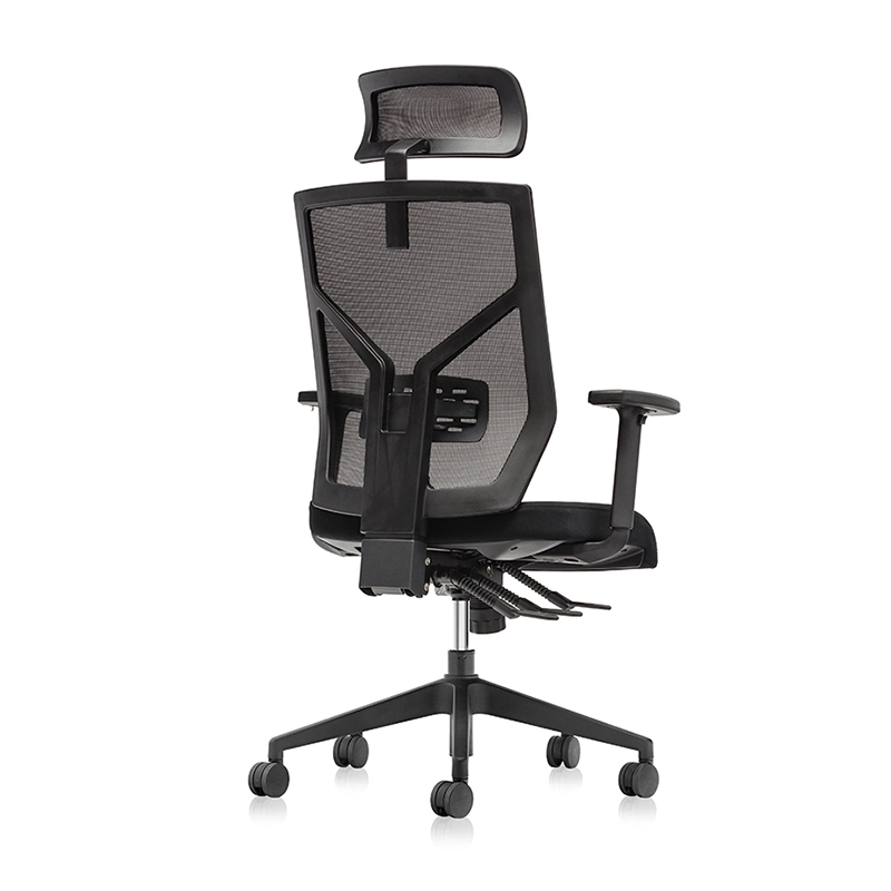 Silla de malla administrativa con almohada de cabeza ergonómica de respaldo alto - E1 Kick 