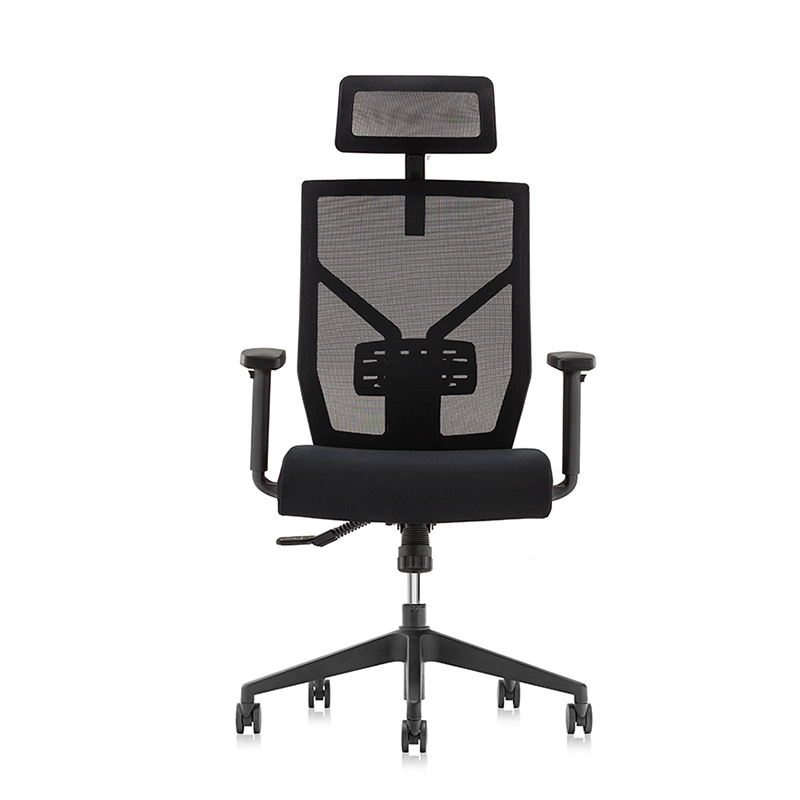 Silla de malla administrativa con almohada de cabeza ergonómica de respaldo alto - E1 Kick 